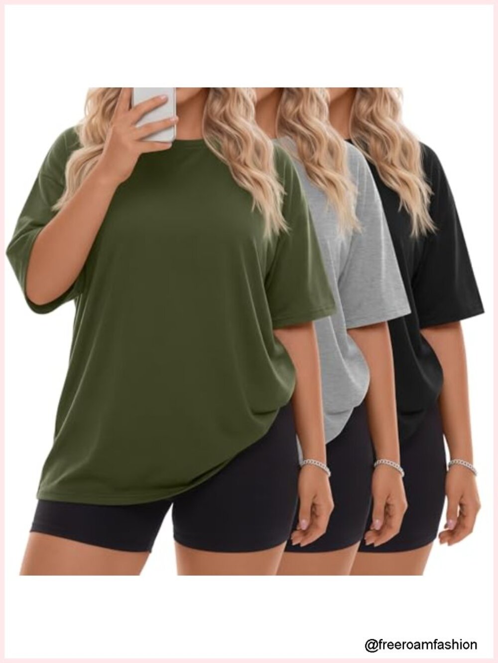 3 Pack Women Plus Size Oversized Cotton Tees Short Sleeve Crewneck Tops Loose